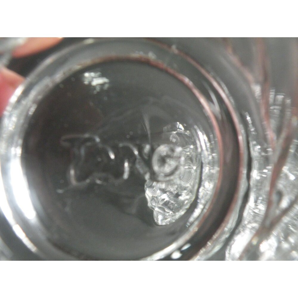 Tang Embossed Clear Glasses Set Of 8 With Swirled Pattern - Retro Drinkware